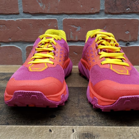 Hoka One One Pink and Orange Athletic Shoes - Picture 4 of 7
